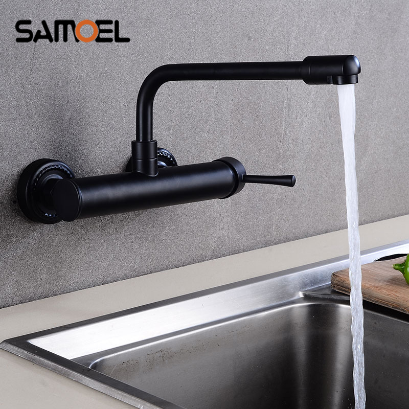Commercial Kitchen Mixer Tap - Neue Ankunft Messing Wand Montiert Schwarz