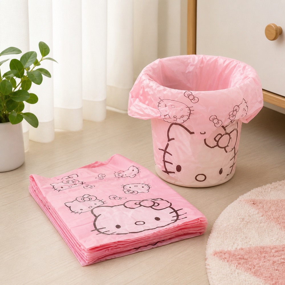 Commercial Kitchen Bin - Rosa Cartoon-Katzen-Motiv Müllbeutel 50 Stück 30x50cm