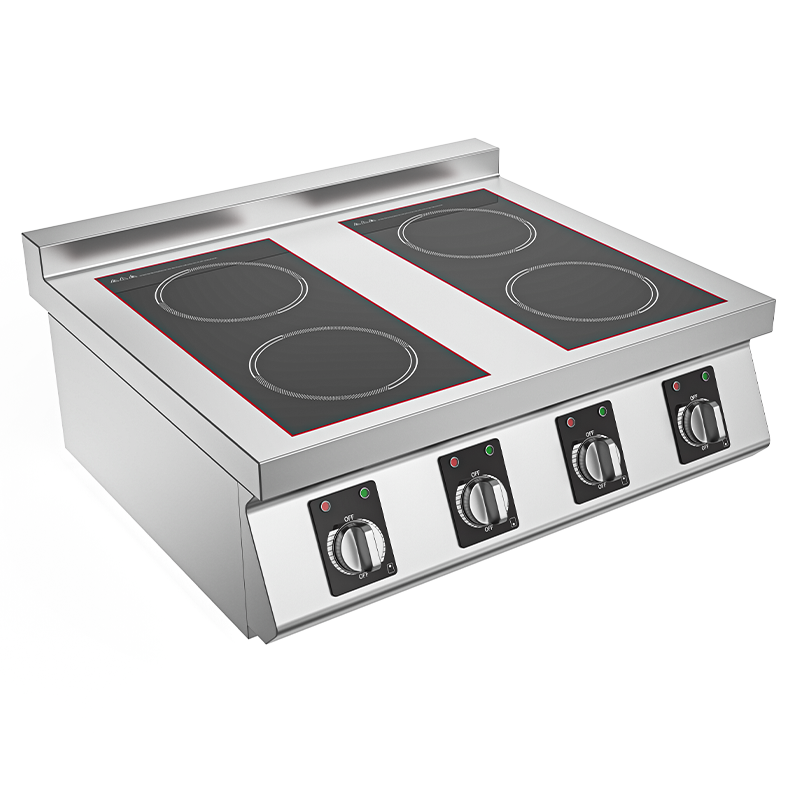 Commercial Kitchen Induction - Induktionskochfeld mit 4 Kochzonen, Drehknopfsteuerung und