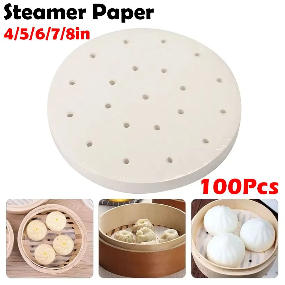 Commercial Kitchen Accessories - 100 Stück gedämpftes Papier, gedämpfte Brötchen,